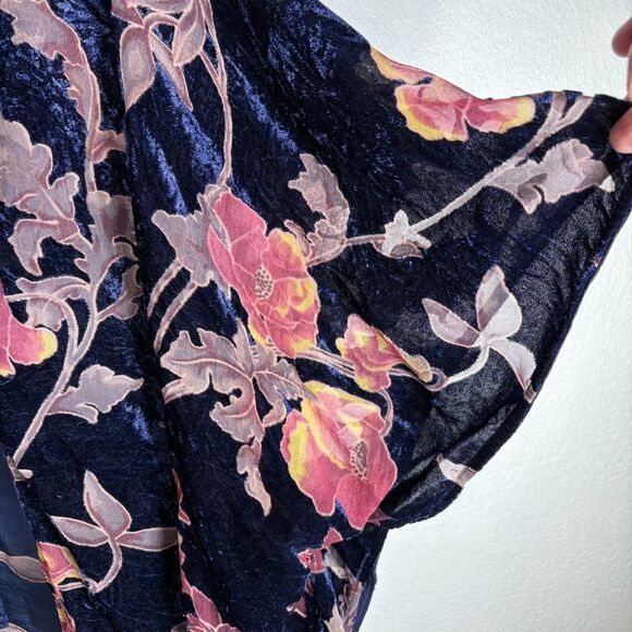 Entro Women's Velvet Burnout Floral Open Front Topper Kimono Size M/L - Picture 6 of 8